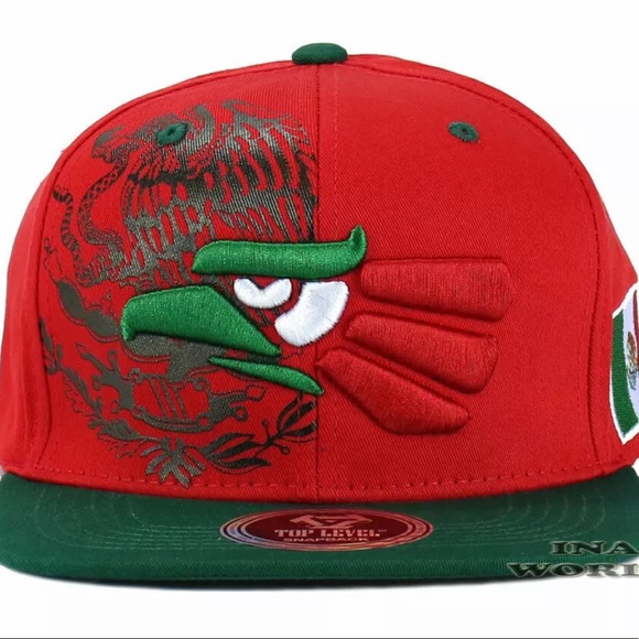 Mexican Hat Snapback Hecho En Mexico Eagle Aguila Flag Flat Bill Baseball Cap - Picture 3 of 6